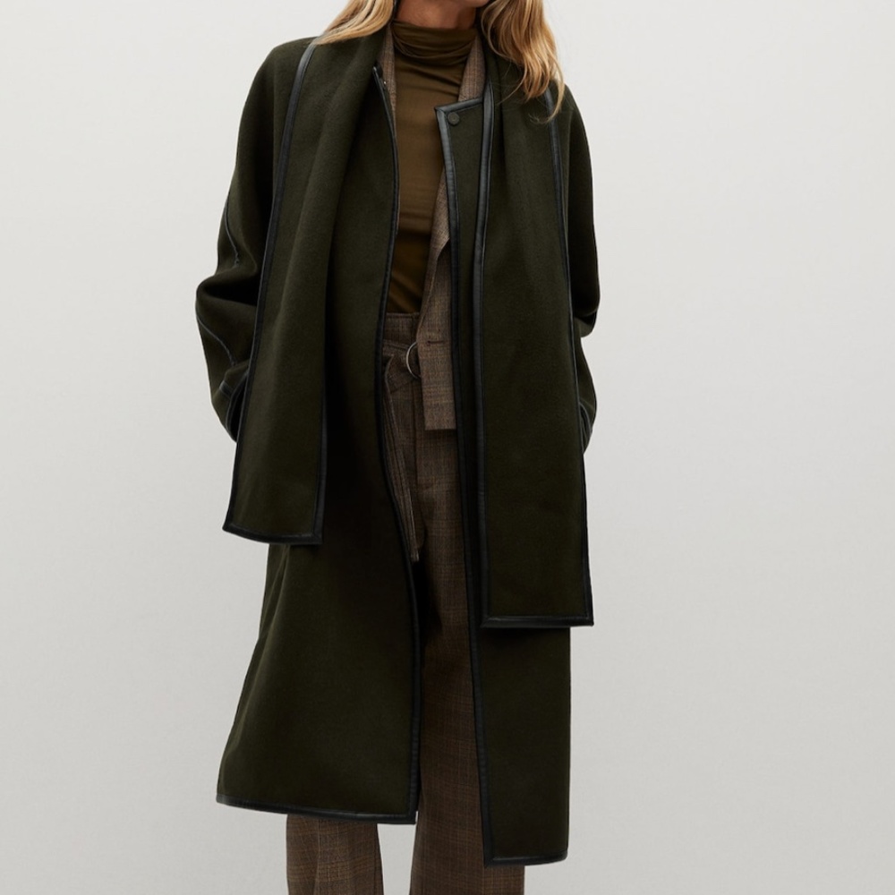 MANGO Green Coat w/ Matching Scarf Size S